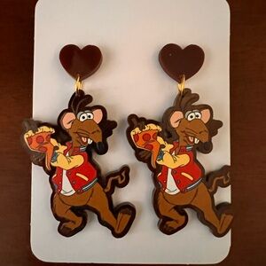 Rizzo the Rat Muppet Earrings with Heart Accents